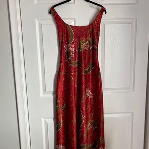 sultry red dragon print natori slip dress